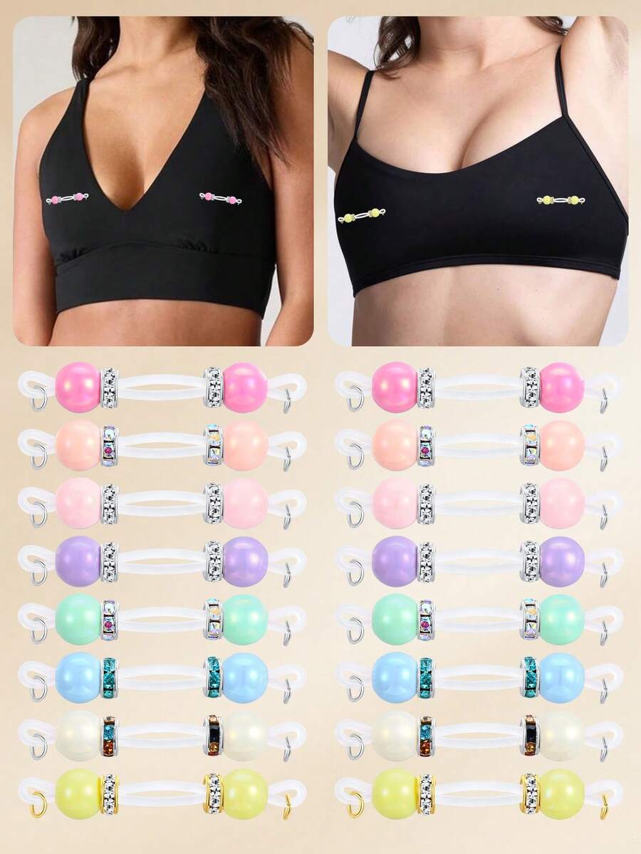 1 Pair Adjustable Sexy Rubber Fake Nipple Rings, No Piercing Required, Imitation Body Jewelry, Suitable For Men And Women, Available In Pink, Purple, Blue, Green, Yellow, For Daily Decoration - Fake Nipple Rings-a - View 1