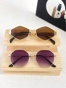 2 piezas Gafas de moda de metal multipolígono para mujeres - Multicolor - Ver 20