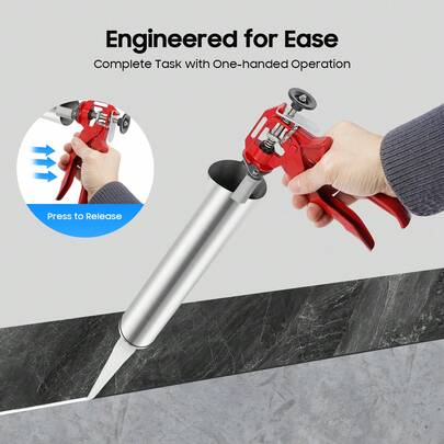 1PCS Stainless Steel Mortar Pointing Grouting Gun Sausage Tube Nozzle Caulking Gun Stainless Steel Gun Construction Hand Tools, Silver