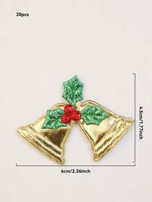 10 piezas/20 piezas Parches bordados con campanas estilo granja vintage navideña, diseño festivo de acebo y dorado, para envolver regalos interiores, decoración de mesa, repisa de chimenea, árbol de Navidad exterior, escena de exhibición de ventana, decoración del hogar, decoraciones navideñas, decoración de habitación de invierno