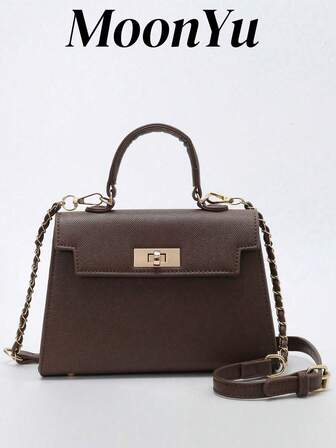 新款女士亮面鳄鱼纹手提包，容量大，时尚优雅，配高档围巾，可作为单肩包使用，黑色