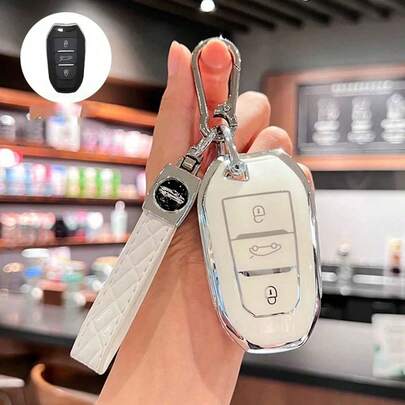 Easypie Selection Este estojo para chaves de carro com alça para chaveiro é compatível com os modelos Peugeot 2008, 3008, 4008, 5008, 308, 408, 508 e Citroën C1, C2, C4, C6, C3-XR e DS3 e DS5. Melhores presentes para amigos, presentes de formatura, presentes de volta às aulas, decorações de Natal, presentes de Dia dos Namorados, presentes para mamãe e papai, Halloween, Ação de Graças, presentes personalizados, presentes de aniversário, presentes de Ano Novo