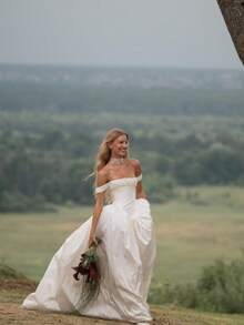 Elegant Sexy Off The Shoulder Wedding Dress,Modern Gown,White Wedding Dress With Drop Waistline,Corset Dress,Evening Party Dress Birthday Party Dress,Romantic Church Ceremony Wedding Dress,Suitable For Wedding,Dating,Party,Singles' Party,Vacation,Formal Occasions,Dinner Dress,Prom Dress,Homecoming - trắng - Xem 1