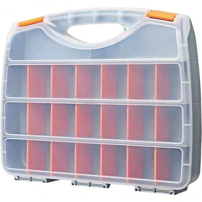 21-Compartment Metal Hardware Storage Box With Handle And Transparent Lid, Suitable For Screws, Nuts, Bolts And Small Parts