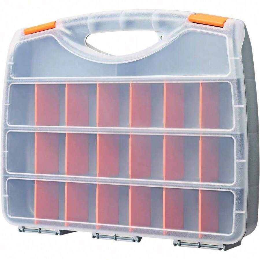 21 格金属五金储物盒，带手柄和透明盖子，适用于螺丝、螺母、螺栓和小零件