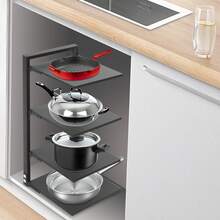 4-Tiers Pot Stand Rack Countertop Pot Rack Organizer Carbon Steel Pot Lid Holder - Black - View 2