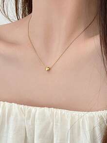 1 pieza Collar con colgante en forma de corazón pequeño y delicado de estilo minimalista, adecuado para el uso diario de las mujeres