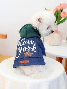 PETCIRCLE 1pc Pet Clothes, Dog/Cat Outfit, Stylish & Cute Apparel For Small Dogs, Comfortable New York Jacket - Multicolor - View 2