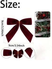 12/24 pièces Petits nœuds de Noël en velours Ornement mignon et doux Décorations de Noël Convient pour sapin de Noël, couronne, emballage cadeau, artisanat DIY, mariage, fête, sacs à friandises, décoration de la maison, décorations de Noël, décoration de chambre d'hiver
