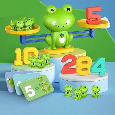 1 Set Children's Frog Balance Scale Toy, 3+ Years Old, Math Learning, Educational Puzzle Game For Toddler Boys And Girls, Interactive Parent-Child, Cognitive And Logic Development