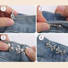 2/6 Stücke Damen Einstellbarer Taillengürtel Schnalle, Ohne Nähen Schleife Taillengürtel Nadel Schnalle, Abnehmbare Legierung Schleife Jeans Clip, Geeignet für zu weite Hosen und Röcke (Es kann leichte Farbabweichungen geben)