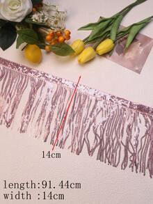 1码，10码，多种颜色可选。高品质电脑刺绣亮片流苏，适用于服装配饰、舞裙、肚皮舞裙、DIY刺绣工艺品，宽度：14厘米/5.5英寸 - 彩色 - 查看 16