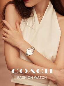 Đồng hồ nữ COACH PERRY dây đeo thạch anh vàng với mặt số họa tiết hoa - Vàng - Xem 2