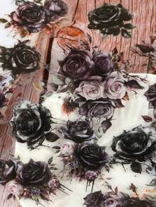 1 Pack Of Rose Flower Notebook Stickers, Retro Creative Aesthetic Stickers, Holiday Gifts, DIY Decorative Collage Handmade Materials, Personalized Scrapbook School Stationery Supplies Fantasy Theme, Asymmetrical Shape, Floral Decoration