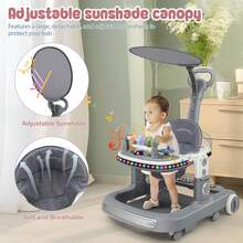 Andadera Musical Bebé Juguetes Interactiva Plegable 4-in-1,Andador para bebé, andador multifuncional con patas arqueadas, se puede empujar o sentarse para aprender a caminar. - Gris - Ver 5