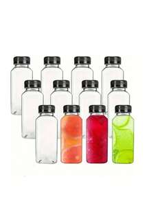 1/6/10 Stücke Kunststoff Saftflaschen mit schwarzen Deckeln, auslaufsichere klare Kunststoff Saftflaschen - perfekt für Smoothies, Milch & selbstgemachte Getränke - Entsaftungsbehälter Wasserflasche für Outdoor für Sport, für den Kühlschrank, wiederverwendbare Entsaftungsflaschen, Smoothie Flasche, leere Kunststoff Saftflaschen, Getränkebehälter mit Deckel, leere Milchflaschen Kunststoff Smoothie Trinkflaschen (Mehrere Größen: 120ML/250ML/450ML/250ml/350ml) - Verschiedenfarbig - Übersicht 4