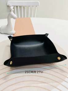 1 szt. Europejska skórzana tacka do przechowywania, tacka na biurko, pudełko do przechowywania biżuterii i kosmetyków, otwarte pudełko do przechowywania, używane do komputerów stacjonarnych, kluczy, kosmetyków, biżuterii – elegancka tacka ekspozycyjna ze skóry PU, używana do akcesoriów do salonu, pudełko do przechowywania mebli