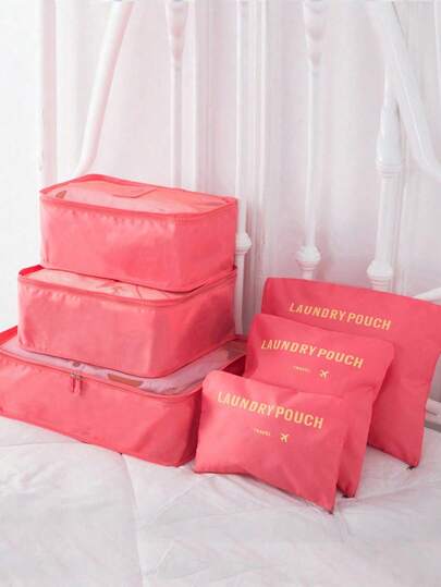 6pcs/Set Waterproof Travel Organizer Bag Set, Multi-Purpose Storage Bags, Compression Packing Cubes, Luggage Organizer, Travel Essentials Bag Set Including: Organizer Bag, Waterproof Toiletry Bag, Seasonal Storage Bag, Cosmetic Bag, Shoe Bag, Luggage Bag, Suitable For Cosmetics, Skincare, Makeup, Jewelry, Stationery, Electronics, Holiday Gift