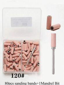 80 miếng băng nhám màu hồng dùng cho máy mài móng, thiết kế nâng cấp, dũa mài móng nhỏ cho mũi khoan 3mm, 120 hạt cho móng acrylic, tẩy gel, tạo hình, làm móng tại tiệm làm móng - Nhiều màu - Xem 1