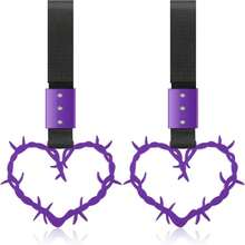 Fabbay 2 Pieces Heart Handle Keychains Car Accessory Heart Hand Strap Drift Charm For Car Interior Exterior Decoration(Purple,Thorns Style) - ColorF - 查看 1