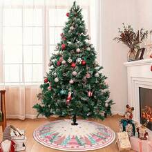 1pc Christmas Tree Skirt, Pink Christmas Tree Theme, Indoor/Outdoor Christmas Tree Mat Decor, Holiday Party Gift, Suitable For Christmas, New Year, Thanksgiving Decoration