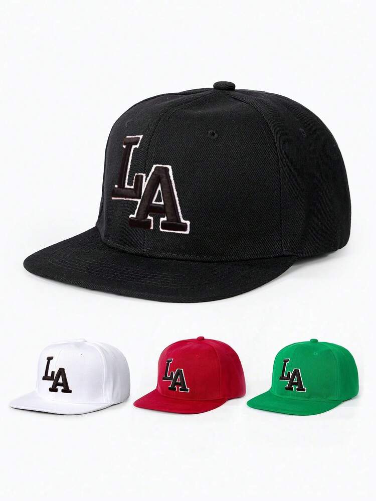 1pc Embroidered LA Flat Brim Baseball Cap, Adjustable Outdoor Sunscreen Casual Hat For Spring Autumn Travel Beach Holiday Men, Y2K Style - Baseball Cap - View 18