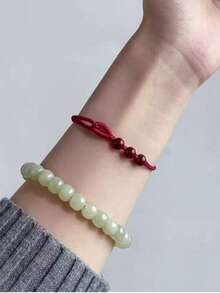 1pc Red Rope Woven Amulet Blessing Bracelet, Lucky Beads Bracelet For Women And Men, Lovers, Family, Friends, Suitable For Daily Wear - Cinnabar Red Rope - View 1