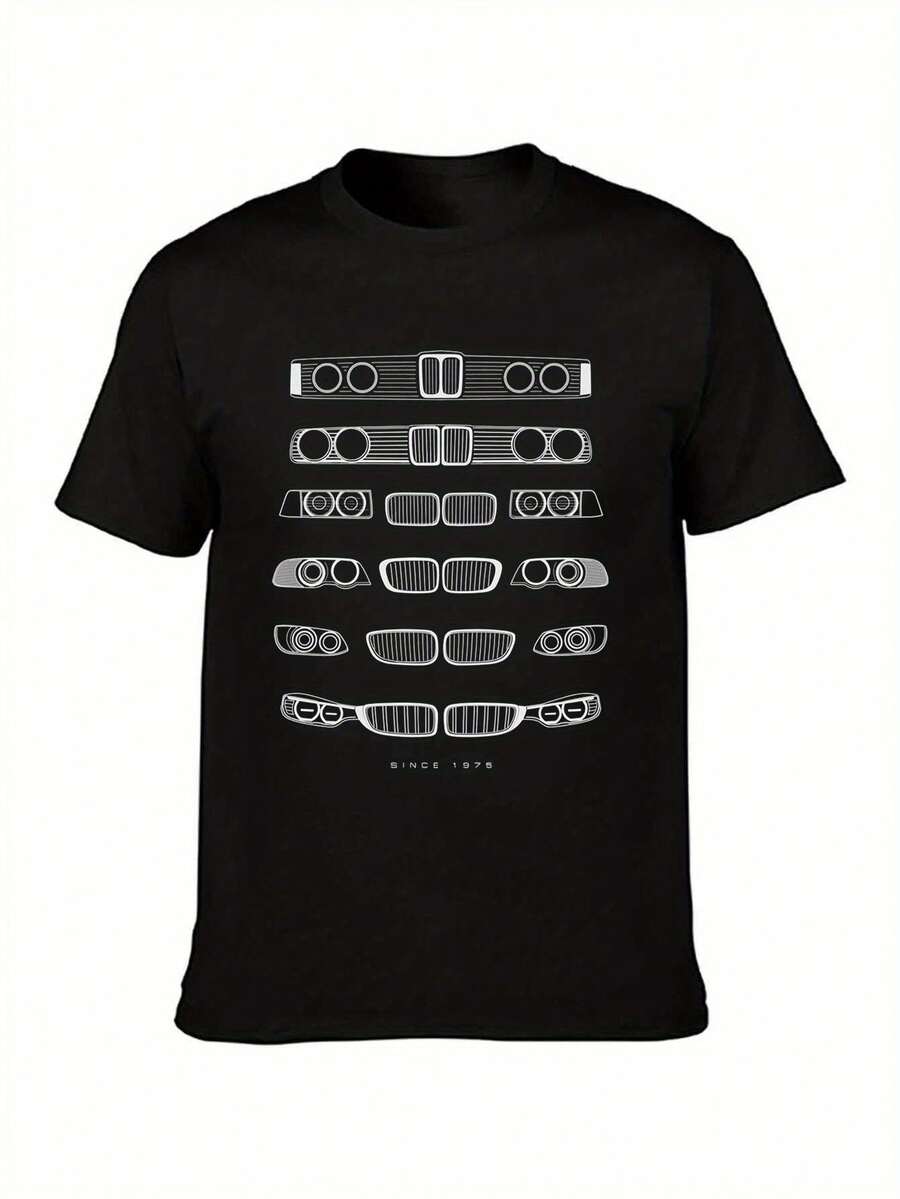 BMW M3 Gesicht Generation 3 E21 E30 E36 E46 E92 F80 T-Shirt - 黑色 - 查看 1