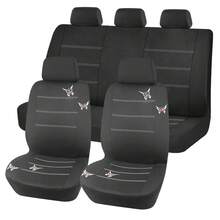 9pcs Fabric Car Seat Covers, Made Of Polyester, Hot-Pressed Butterfly Embroidery, Universal Car Seat Protector, Decorative Car Accessories, Compatible With Airbags, Full Set For Women - White Butterfly Embroidery - View 11