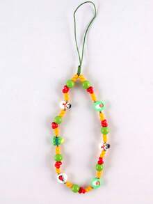 GO2CJBEADS 1pc New Fashion Christmas Mobile Phone Chain Lanyard For Women Simple Santa Claus Acrylic Beaded Phone Chain Beaded Keychain