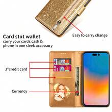 ZZXX Wallet Glitter Zipper With Card Slot Photo Frame Bracket Magnetism Flip PU Artificial Leather Case Compatible With Iphone Air 17 Pro Max 16e 15 Plus 14 13 Mini 12 11 XS XR SE 2022 8 7 ForSamsung Galaxy For Xiaomi Redmi For Google Compatible With Huawei P30 Lite P20 Pro Mate 20 Lite ForOnePlus Nord N200 5G Fashion Shockproof Protective Cover