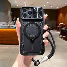 带支架的重型防震保护手机壳，兼容 17 Pro Max/16 Pro Max、EDGE 50 5G/EDGE 50 PRO 5G/EDGE 50 Fusion/EDGE 50 Ultra 5G/EDGE 50 Neo 5G/EDGE 40 NEO、Galaxy S25/S24/S23/S22/S21/S20 Plus U - 黑色+掛繩 - 查看 4