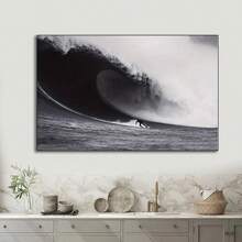 1 pieza Póster de arte de lienzo de surf de California - Decoración de pared sin marco de olas oceánicas para sala de estar, dormitorio, oficina en casa - Tema náutico moderno