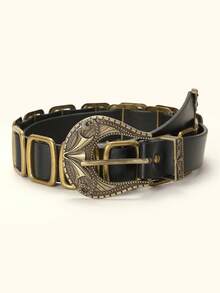 1pc Y2K Decorative Waist Belt, Fashionable Retro Distressed Style Leather Belt For Women, Versatile Accessory