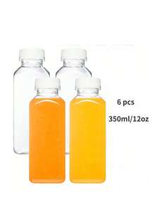 1/6/10 Stück Kunststoff Saftflaschen mit weißen Deckeln, auslaufsichere klare Kunststoff Saftflaschen - perfekt für Smoothies, Milch & selbstgemachte Getränke - Entsaftungsbehälter Wasserflasche für Outdoor für Sport, für den Kühlschrank, wiederverwendbare Entsaftungsflaschen, Smoothie Flasche, leere Kunststoff Saftflaschen, Getränkebehälter mit Deckel, leere Milchflaschen Kunststoff Smoothie Trinkflaschen (Mehrere Größen: 120ML/250ML/450ML/250ml/350ml)