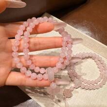 Pink Cool-Sense Pink Pearl Shell Bracelet For Women, New Chinese Style Running Ring Double-Loop Stackable Bracelet