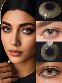 Lalens 1 副彩色隐形眼镜隐形眼镜美容眼部隐形眼镜隐形眼镜自然亮色，14.2 毫米 1 年抛型美瞳，隐藏式 Aurora Hazel 隐形眼镜眼妆软性隐形眼镜万圣节服装角色扮演