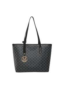Women's Fashion Commuter Color Block Shoulder Bag, Large Capacity Tote Bag Suitable For Dates, Shopping, Gifts, School, Office Work, All Seasons - Black - View 12