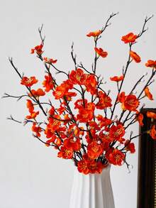 Artificial Flowers White Plum Blossom 21.7'' Fake Wintersweet Long Stem Plastic Flowers Home Hotel Office Wedding Party Garden Decor