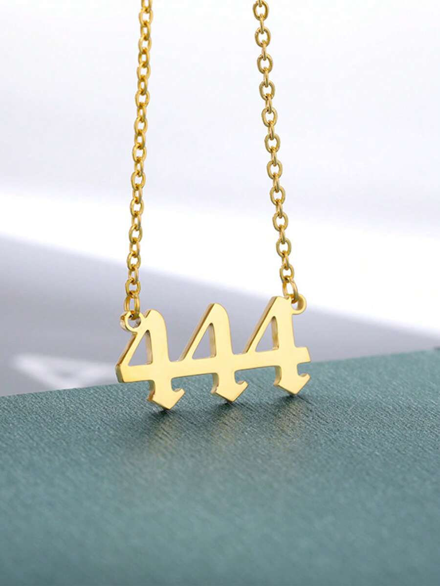 Colier din oțel inoxidabil 111 444 777 cu număr de înger pentru cupluri de femei, coliere anti-decolorare placate cu aur de 18k, bijuterii de aur pentru nunți, accesorii norocoase, cadouri