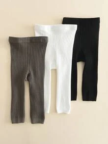 3 件套女童纯色紧身裤，柔软舒适的幼儿紧身裤，适合日常穿着 - 彩色 - 查看 6