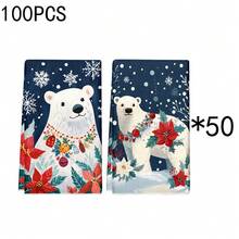 2 pièces/100 pièces Chiffon de cuisine à motif d'ours blanc, convient pour la décoration intérieure des restaurants, cuisines et salles de bains, la décoration de banquet, les cadeaux de fête et peut être offert en cadeau