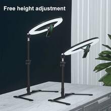 AXNEN 10英寸自拍环形灯，亮度可调LED环形灯，手机支架，可调节桌面/三脚架支架，适用于视频、摄影、自拍、Vlog、化妆、直播 - 彩色 - 查看 5