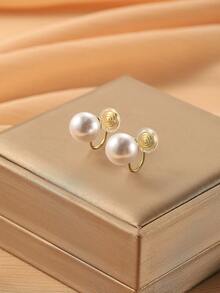 1 对时尚女士仿珍珠耳环，夹式设计，轻巧，适合日常佩戴和送礼 - 耳夾 - 查看 6
