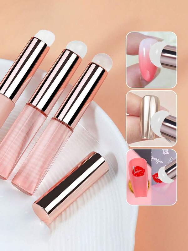 1pc Silicone Lip And Concealer Nail Magic Mirror Powder Makeup Brushes Pink Silicone Brush For Lip Balm Lip Gloss Lip Stick MultiFunction Brush