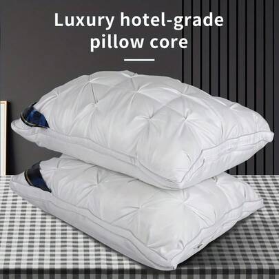 Luxury 5-Star Hotel Quality Pillow, 19x29 Inches - Deep Sleep Neck Support, Non-Collapse High Pillow Core For All Seasons, Hypoallergenic Polyester Cover, Machine Washable