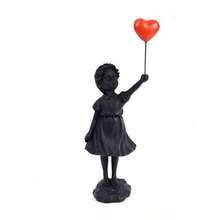 1 Piece Of Love Balloon Girl Statue Ornament, Resin Christmas Desktop Decoration Table, Shelf Decoration, Wedding Party Gift Statue Ornament.