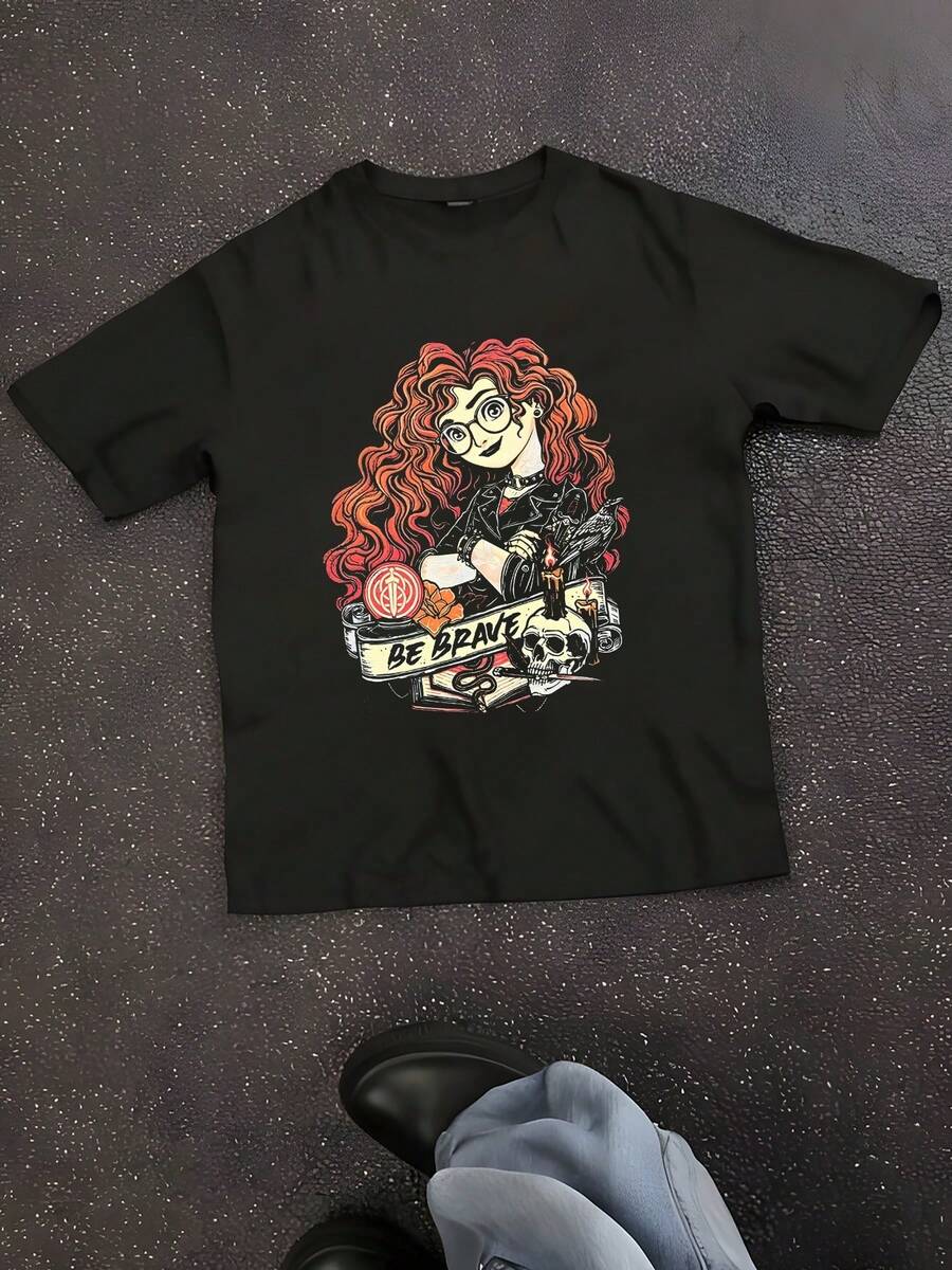 Be Brave T-Shirt - Vintage Merida Princess Graphic Tee - màu đen - Xem 1