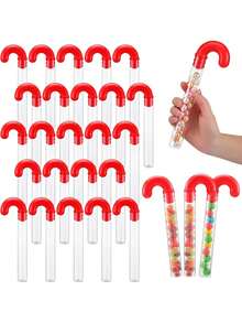 6/12pcs Large Candy Cane Plastic Tubes, Transparent With Red Lid, Christmas Party Supplies, Festive Gift Filler For Christmas, Home & Kitchen Party Favors, Candy Box, Christmas Packaging, Gift Boxes, Seasonal Gift Packaging, Holiday Candy Storage, Decorative Party Supplies, Festive Design, Durable Plastic, Sturdy Party Favors, Party Favor Boxes, Candy Containers, Home Decorators, Party Planners