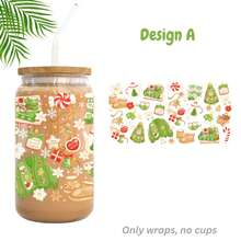 Christmas Cute Santa Gingerbread Cookie Gift Cozy Christmas UV Dtf Wraps For 16 Oz Glass Can Cup, Bookish Christmas Bookshelf Uv Dtf Cup Wraps For Glass Cup Bottle Tumbler Mug, Ho Ho Ho Cozy Christmas Winter Aesthetic Waterproof Uvdtf Cup Wraps For Laptop Diy Craft Decorations, Uv Dtf Decals Water Bottle Stickers